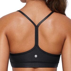 CRZ Yoga NWOT Butterluxe Y Back Racerback Sports Bra - Black Faux Leather